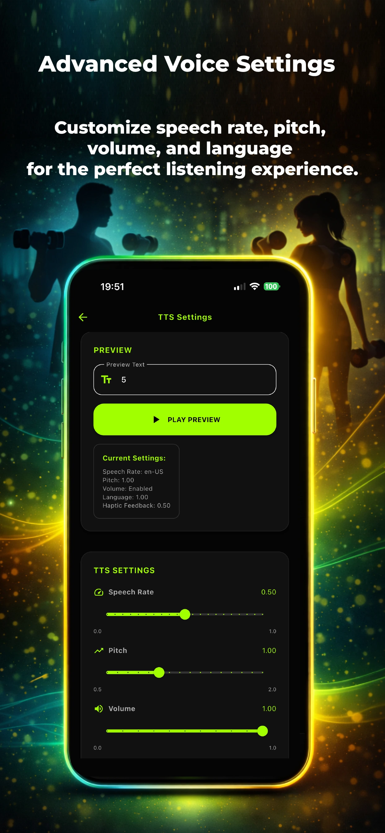 Advanced Voice Settings screenshot showing customization options